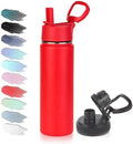 Volhoply 20oz Insulated Kids Water Bottle with Straw, Red
