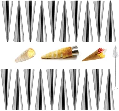 20Pcs Large Conical Cream Horn Molds, Non-stick Cream Horn Molds