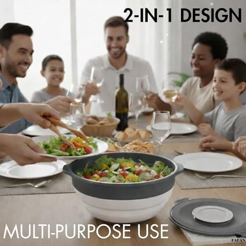 Hakan Collapsible Mixing Bowl with Lid | 3.3QT Silicone & Plastic