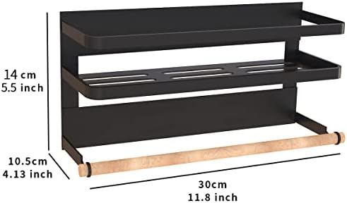 Black Magnetic Paper Towel Holder and Spice Rack