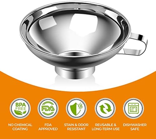 Pisol Wide Mouth Canning Funnel for Kitchen Use, 304 Stainless Steel