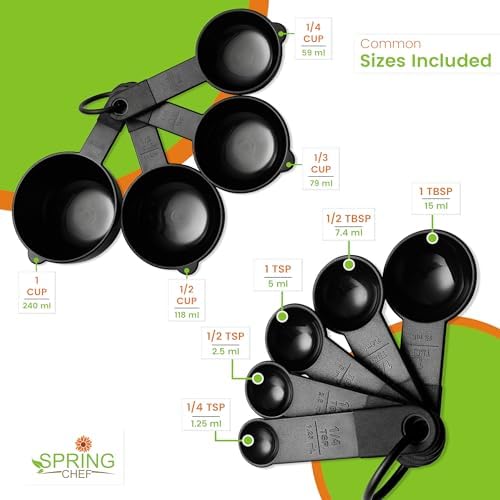 Spring Chef Black Magnetic Measuring Cups & Spoons - 9 pcs - Nesting