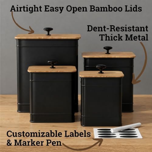Kitchen Canisters, Set of 4, with Chalkboard Labels