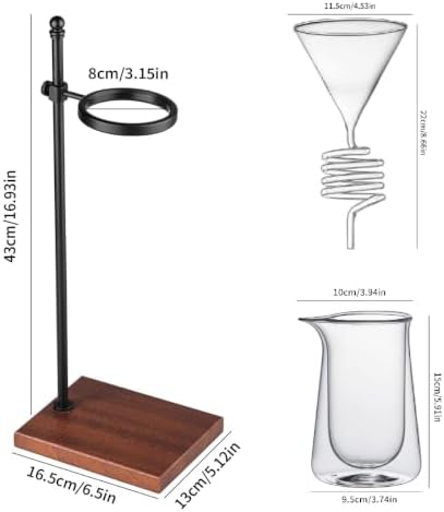 Pour Over Coffee Maker Set with Adjustable Stand, Glass Coffee Pot