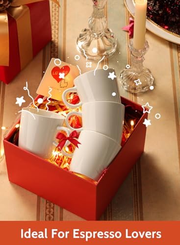 Sweese 5oz Porcelain Espresso Cups Set of 4, Mini Coffee Mugs