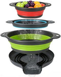 3-Pack Collapsible Colander for Kitchen with Self-Draining Base