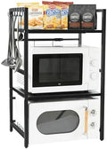 Expandable 3-Tier Microwave Rack with 6 Hooks