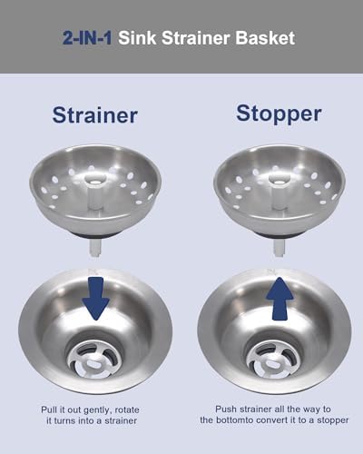 KONE 2PCS Kitchen Sink Basket Strainer Replacement for 3-1/2 Inch