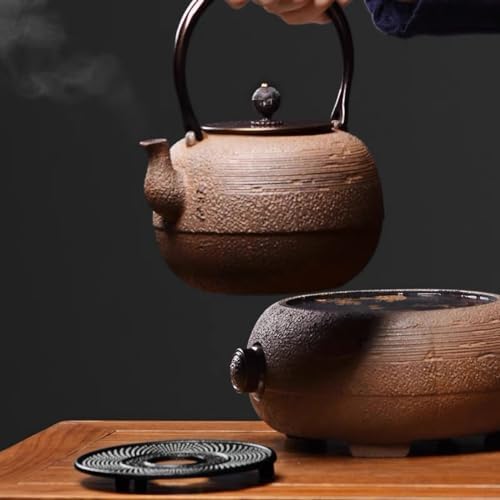 Trivet Cast Iron Black Decorative Mat Coaster with Rubber Pegs