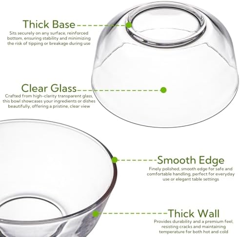 12 Pieces Small Glass Bowl Set, 10 oz Clear Prep Dessert Bowls