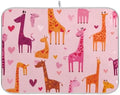 OTVEE Sweet Giraffe Art Dish Drying Mat for Kitchen Counter Absorbent