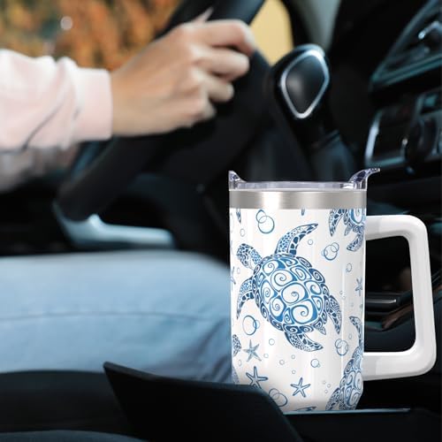 30oz Stainless Steel Sea Turtle Tumbler with Lid and Straw - Ocean