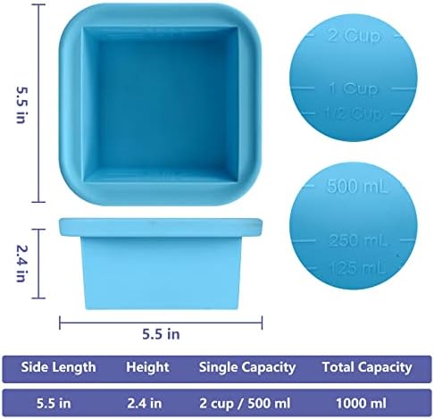 2 Cup Silicone Freezer Trays with Lid 4 Pack Silicone Freezer Molds