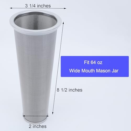 Cold Brew Coffee Filter for 64oz / 2Quart Wide Mouth Mason Jar Infuser