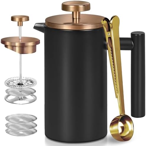 Black French Press Coffee Maker, 50 oz
