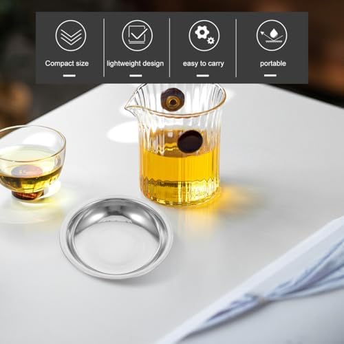 PRETYZOOM Tea Bag Holder Dish Set of 6 Stainless Steel Round Saucer