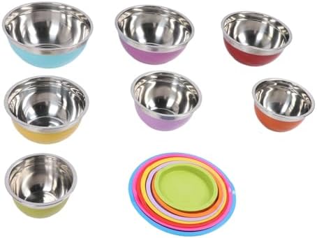 CDQL 7PCS Mixing Bowls, Stainless Steel Plastic Stackable Nesting Bowl