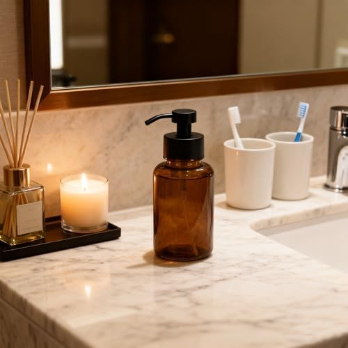 15 oz Glass Foam soap Dispenser with Black Rust-Proof Foam Pump