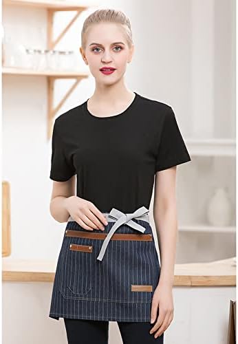 TOPTIE Denim Half Waist Apron with Pockets for Server Waiter Waitress