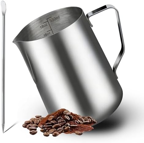 Milk Frothing Pitcher, 18oz/550ml Stainless Steel Milk Frother Cup