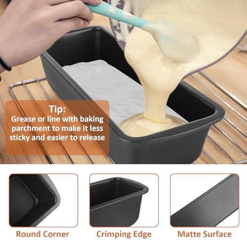 AKOLAFE 4 Pack Large Loaf Pans Nonstick Banana Bread Pan for Homemade