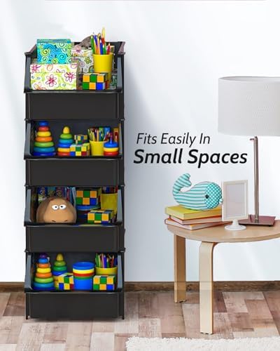 Skywin Stackable Open Front Storage Bins, 4 Pack