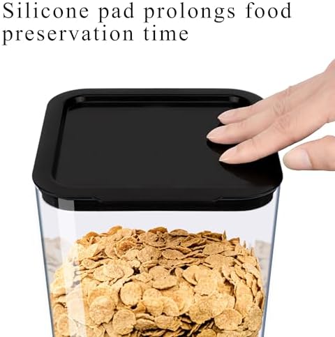 Cereal Dispenser Countertop, 5L Kitchen Organization Cereal Containers Storage, Desktop Candy Dispenser Plastic Cereal Dispenser, Snack Containers Can Hold Granola, Dry Food, Grain (Black, 3Pc)