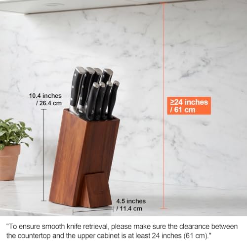 Universal Acacia Wood Knife Block Without Knives