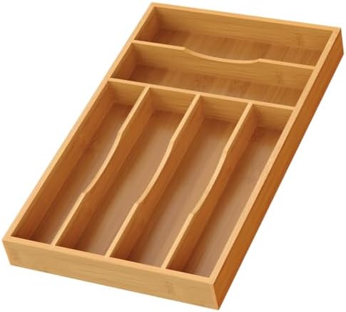 Bamboo Silverware Organizer, Bamboo Kitchen Drawer Cutlery Organizer