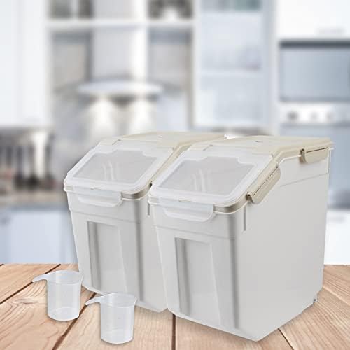 Large Flour Storage Container Bin 25lb, 2Pack Airtight Rice Storage