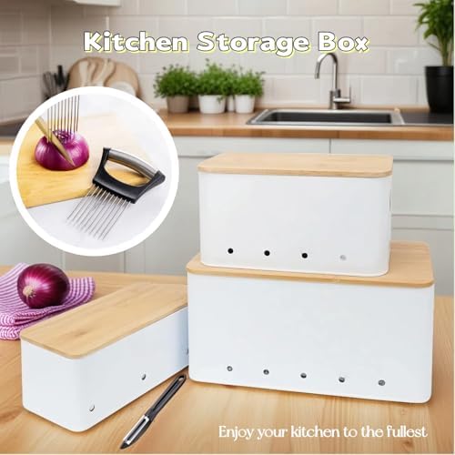 Modern kitchen storage container, stacked metal storage box, 3-piece