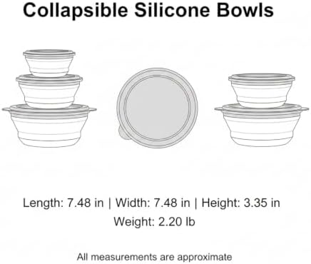 Collapsible Silicone Bowls with Lids, Space Saving Food Storage