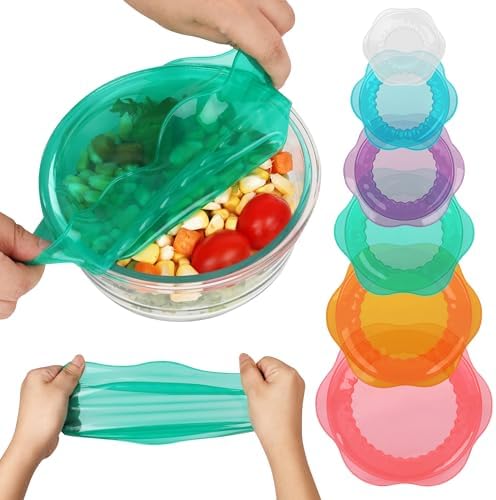 Silicone Stretch Lids, 6PCS Reusable Elastic Bowl Covers