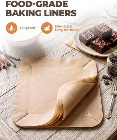 Bake Choice 9 x 9 Square Brownie Pan, Baking Pan with 30 Pcs Pre Cut