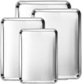 CEKEE Baking Sheet Set of 4, Stainless Steel Cookie Sheets for Baking