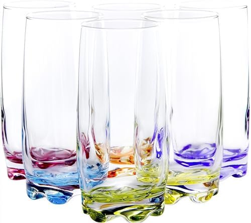 Vibrant Splash Water, Beverage Highball Glasses, 13.25 Ounce - Set of