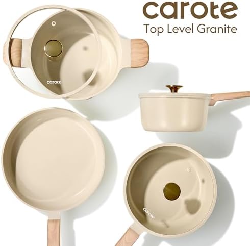 CAROTE 22pcs Ceramic Cookware Sets, Pots and Pans Set