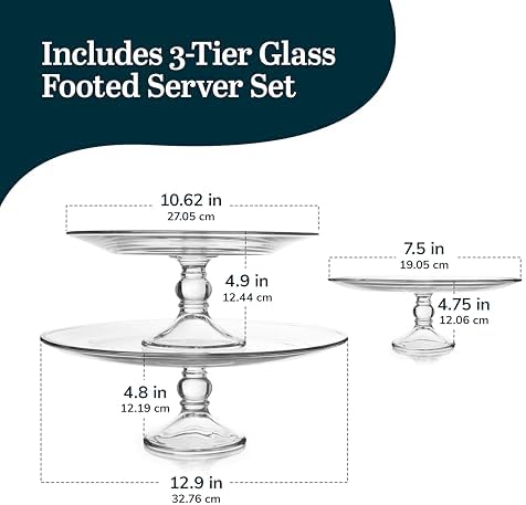 Libbey Selene 3 Tier Serving Stand Set, Elegant, Curvy Style Glass