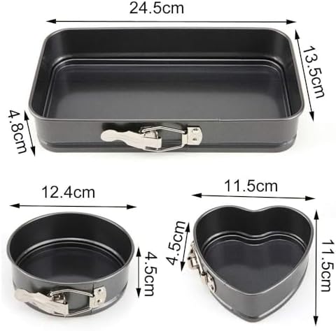3pcs Set Cake Moulds Carbon Steel Leakproof Bakeware Set Springform