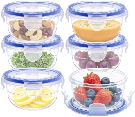 KIGI Round Food Storage Containers, 1.25 cup 10 oz, 6 Pack 12-Piece