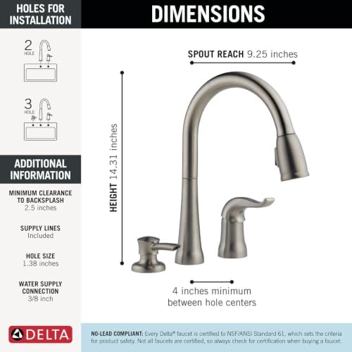 Delta Kate Kitchen Faucet with Pull-Down Sprayer, Stainless