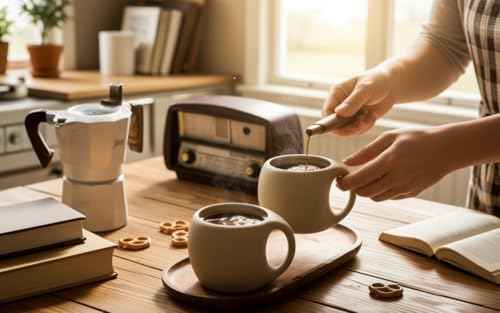 Ceramic Cappuccino Cups with Handle,Natural Beige,6 oz,Set of 4