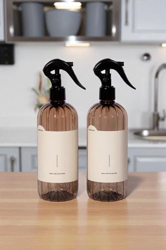 Soap Dispenser Bottle Set Light Amber Color I 2 Pump & 2 Spray Heads