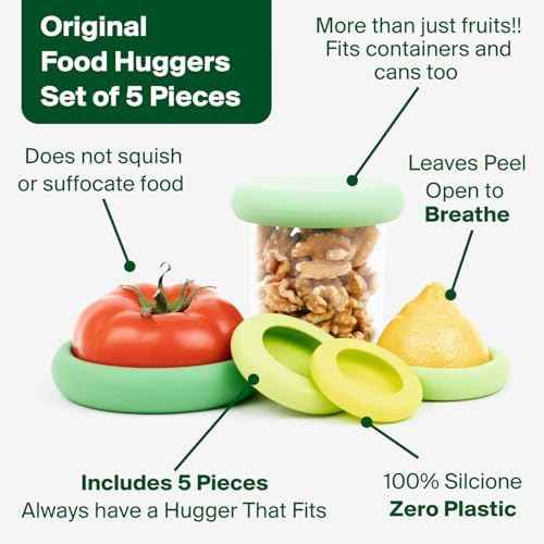 Food Huggers 5pc Reusable Silicone Food Savers, Sage Green