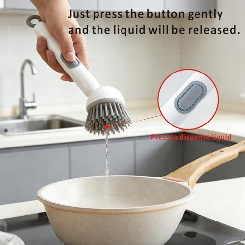 QMUNLLO Rotating Dish Brush and Soap Dispenser Set, White