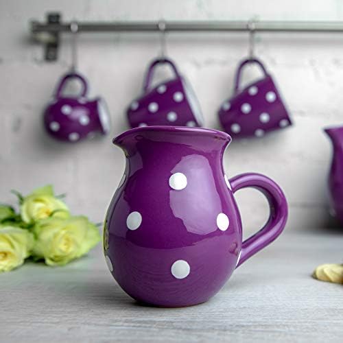 Handmade Purple and White Polka Dot Small 150ml/5oz Ceramic Creamer