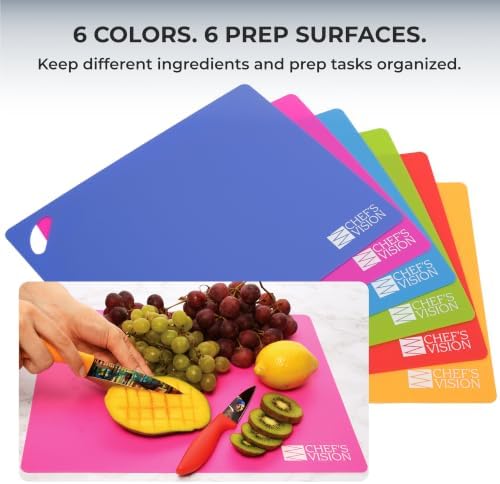 Chef’s Vision Flexible Plastic Cutting Mats, 6-Pack, 15" x 12", 1.2mm