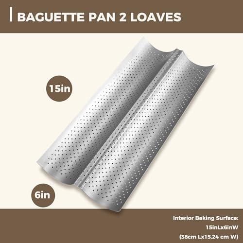 KITESSENSU Nonstick Baguette Pans for French Bread Baking, Perforated