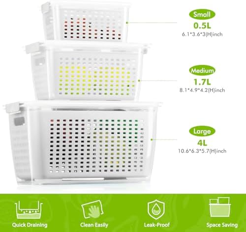 LUXEAR 3-Piece Produce Containers for Fridge