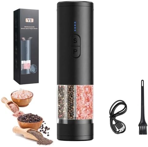 Electric Salt and Pepper Grinder Set, USB-Rechargeable, Black